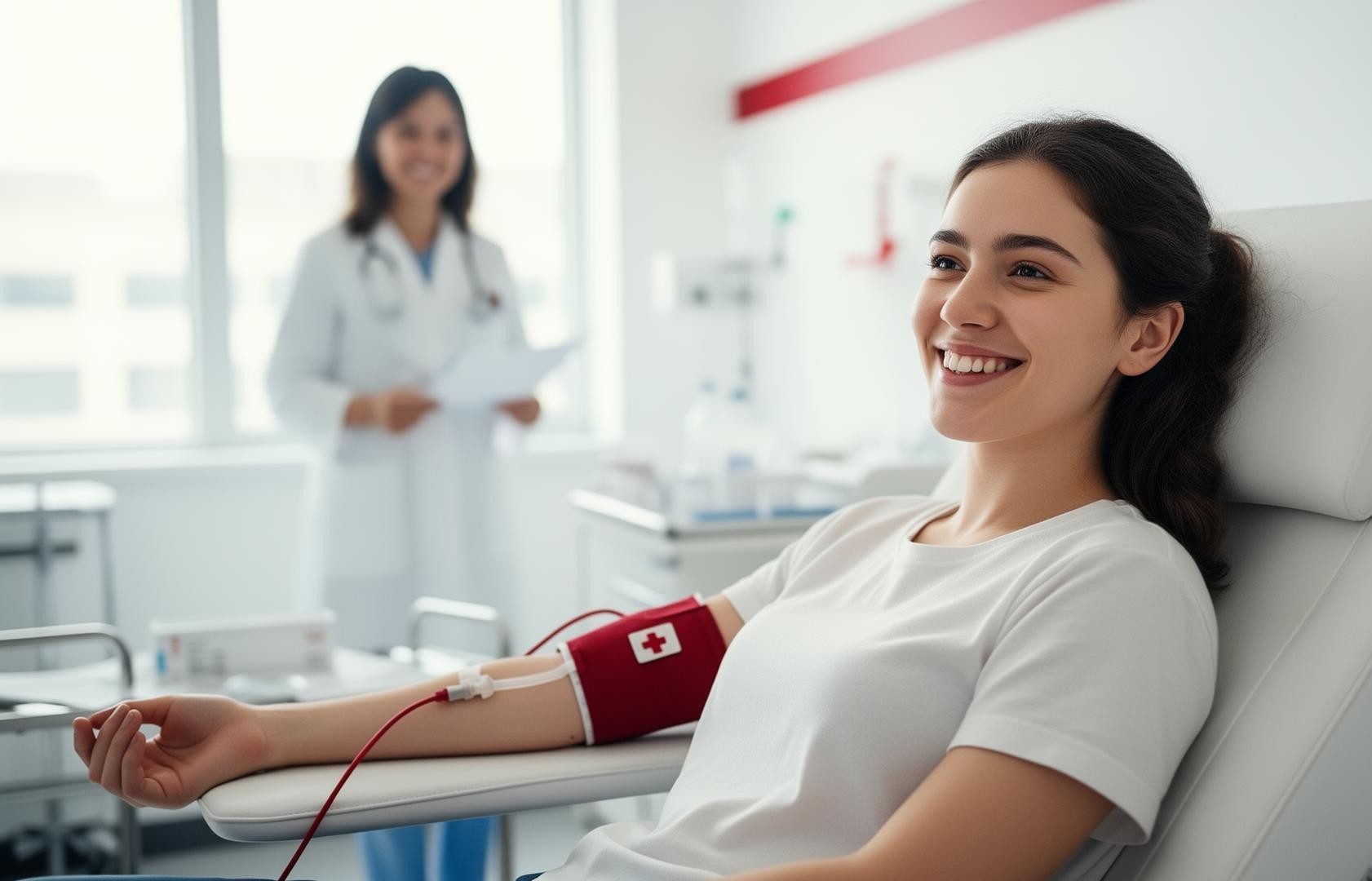 A smiling blood donor